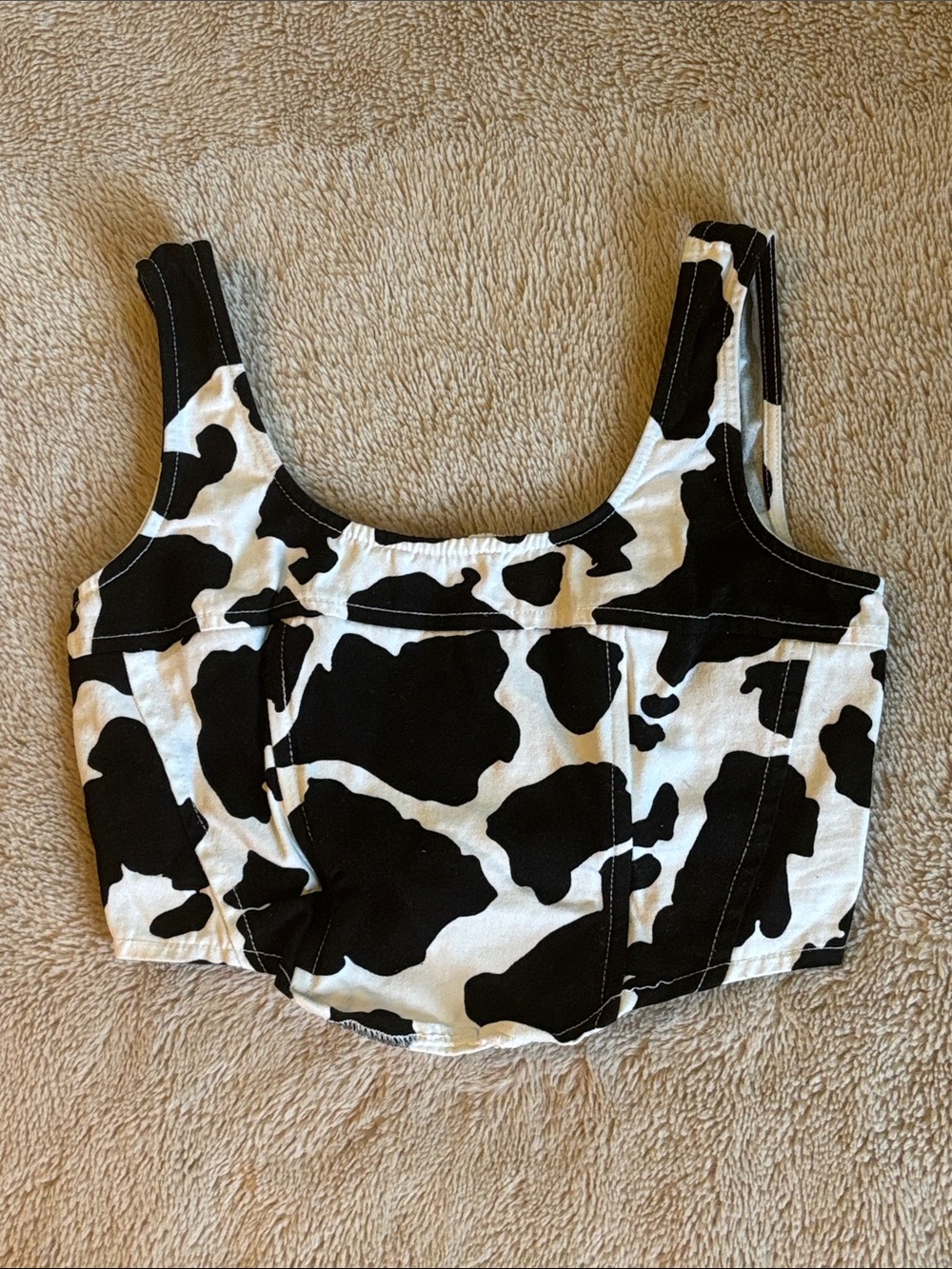 Cow Print Crop Top - Black & White